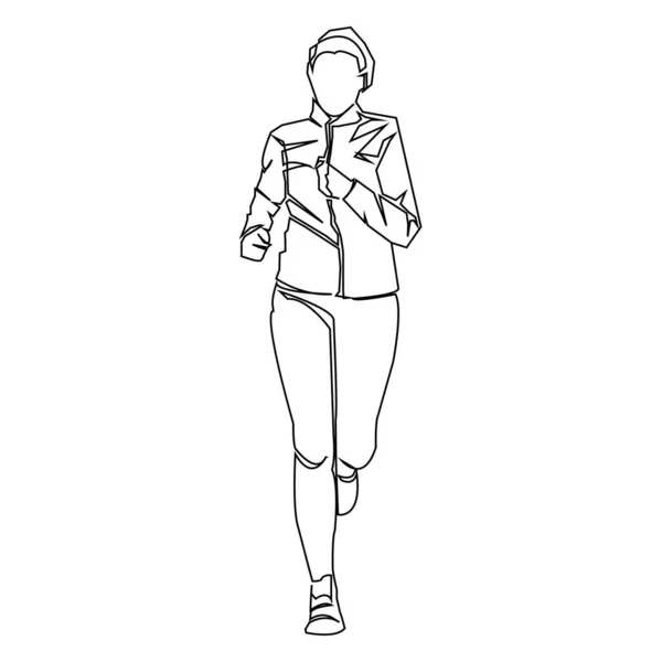 Hand Drawn Woman Running Vector Illustration — Stock Vector