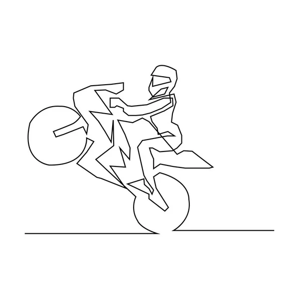 Continuous Line Drawing Man Motorcycle Concept Vector Illustration — Stock Vector