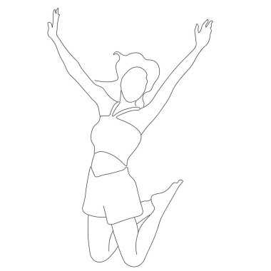 El çizimi kadın atlaması. vektör illüstrasyonu 