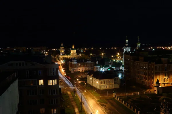 Gece Şehir Işıkları Yüksekten — Stok fotoğraf