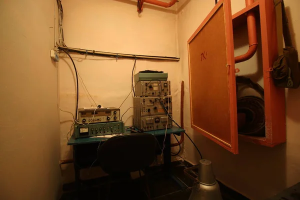 interior of rooms of an abandoned bomb shelter