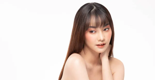 Beauté Asiatique Femmes Portrait Visage Avec Peau Naturelle Soins Peau — Photo