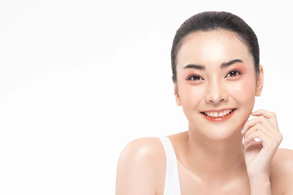 Beleza Asiática Mulheres Retrato Rosto Com Pele Natural Cuidados Pele — Fotografia de Stock