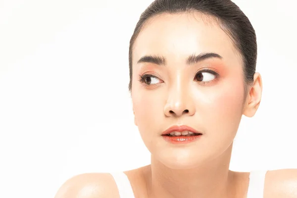 Szépség Ázsiai Nők Portré Arc Természetes Bőr Bőr Ellátás Egészséges — Stock Fotó