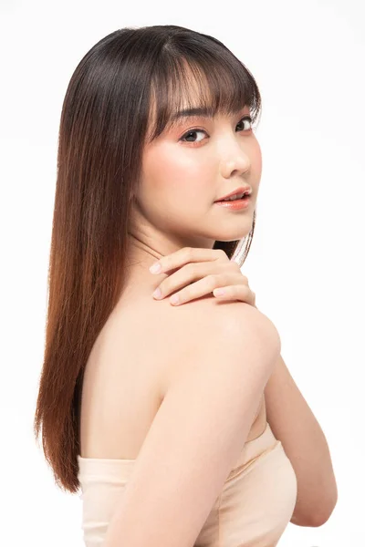 Belleza Mujeres Asiáticas Retrato Cara Con Piel Natural Cuidado Piel —  Fotos de Stock