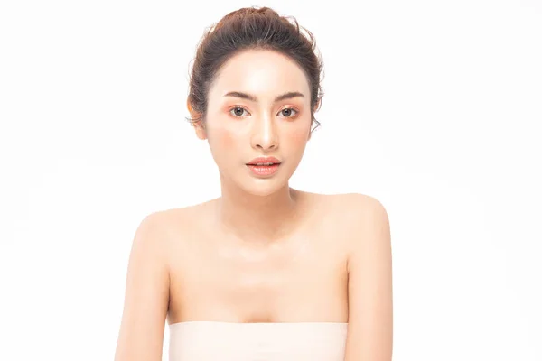 Skönhet Asiatiska Kvinnor Porträtt Ansikte Med Naturlig Hud Och Hudvård — Stockfoto