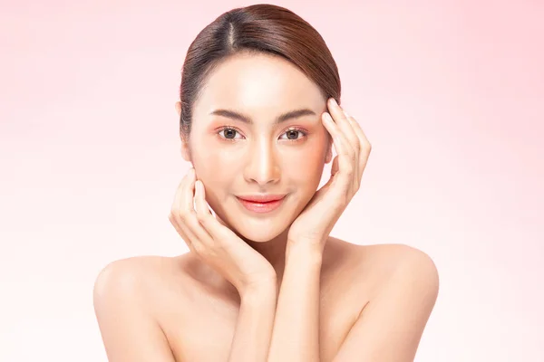 Bellezza Donne Asiatiche Ritratto Viso Con Pelle Naturale Cura Della — Foto Stock