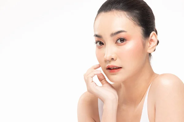 Bellezza Donne Asiatiche Ritratto Viso Con Pelle Naturale Cura Della — Foto Stock