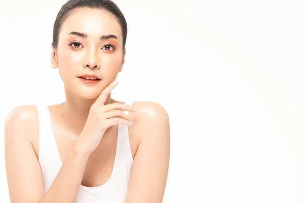 Szépség Ázsiai Nők Megható Lágy Áll Portré Arc Természetes Bőr — Stock Fotó