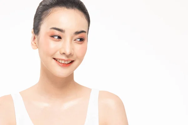 Szépség Ázsiai Nők Portré Arc Természetes Bőr Bőrápolás Egészséges Haj — Stock Fotó