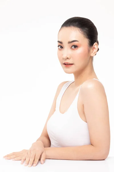 Belleza Mujeres Asiáticas Retrato Cara Con Piel Natural Cuidado Piel — Foto de Stock