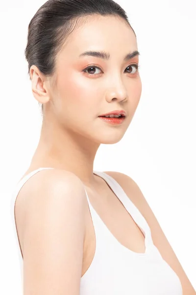Güzel Asyalı Kadın Portresi Doğal Cilt Cilt Bakımlı Sağlıklı Saçlar — Stok fotoğraf