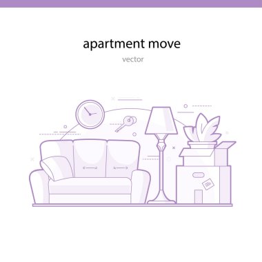 Apartment move line vector illustration clipart