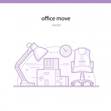 Office move line vector illustration clipart