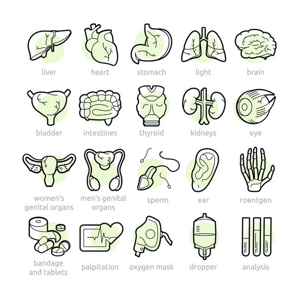 Iconos médicos con líneas — Vector de stock