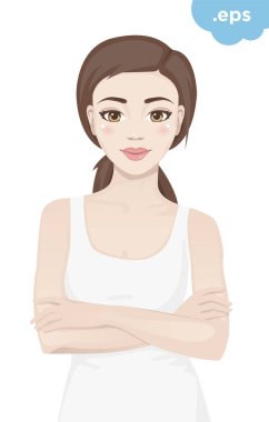 Beyaz zemin üzerinde genç kadın