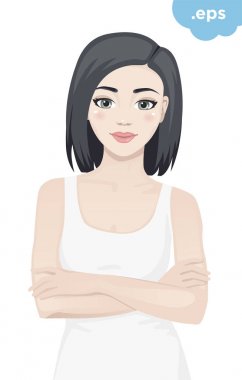Young white woman in a white T-shirt vector Young white woman in a white T-shirt vector