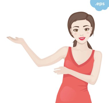 Genç kız eller bir kenara gösterir.