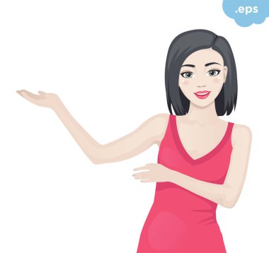 Genç kız eller bir kenara gösterir.