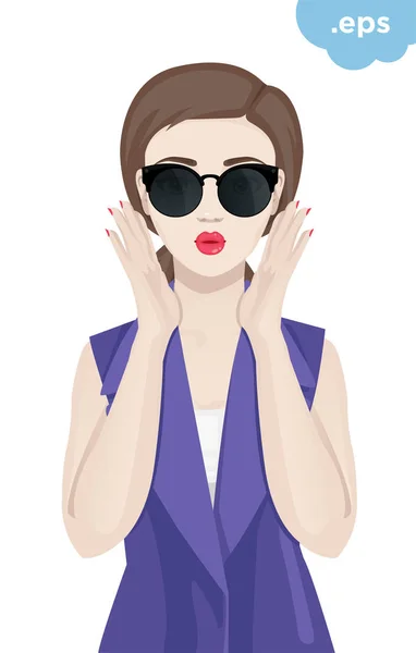 Fashionable young woman wearing sunglasses — Stock Vector