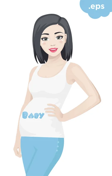 Fille enceinte souriant — Image vectorielle