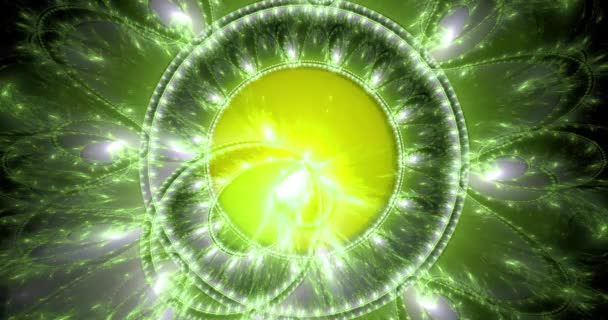 Vidéo fractale abstraite à changement de couleur rapide réalisée à partir d'un anneau décoratif explosif avec des éléments décoratifs déformés en couleurs vives, 4k, 4096p, 25fps 