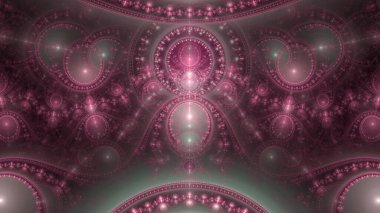 Modern görünümlü, birbirine bağlı halkalar, daireler, kemerler ve dalgaların parlak renklerinden oluşan soyut fraktal arkaplan..