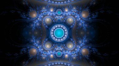 Modern görünümlü, birbirine bağlı halkalar, daireler, kemerler ve dalgaların parlak renklerinden oluşan soyut fraktal arkaplan..