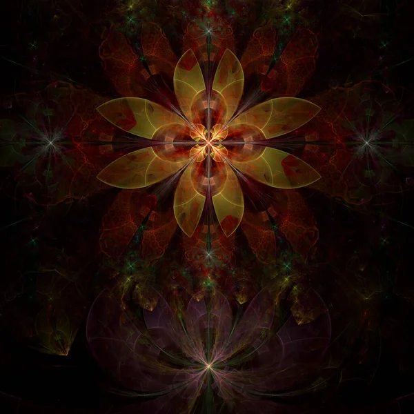 Abstract Fractal Background Large Unique Almost Psychedelic Space Flowers Intricate — Stock Photo, Image