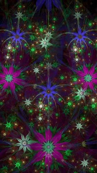Abstract Fractal Background Large Unique Almost Psychedelic Space Flowers Intricate — Stock Photo, Image