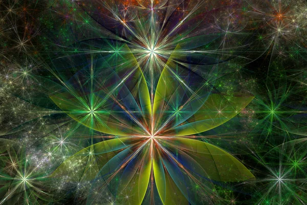 Abstract Fractal Background Large Unique Almost Psychedelic Space Flowers Intricate — Stock Photo, Image