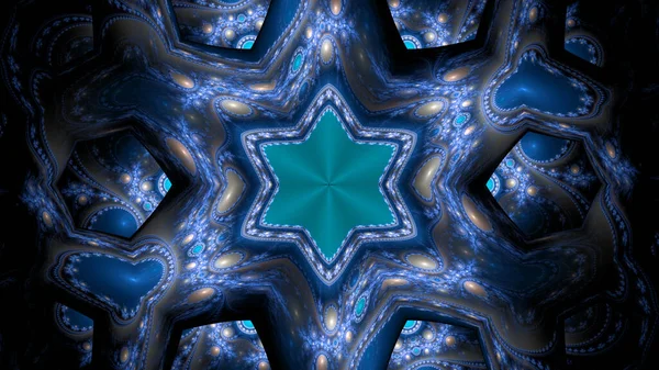 Fundo Fractal Abstrato Com Uma Grande Estrela Hexagonal Com Padrão — Fotografia de Stock