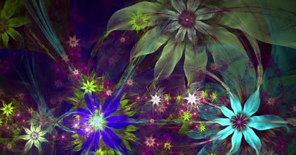 Rapide couleur changeante abstraite moderne fond fractal avec torsadé interconnecté psychédélique fleurs de l'espace avec motif décoratif complexe les entourant dans des couleurs éclatantes, 4k, 4096p, 25fps 