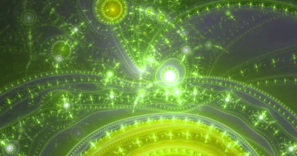 fractales changeantes de couleur bouclables dynamiques abstraites en forme de motif lumineux complexe moderne d'anneaux, de cercles, d'arcs et d'ondes connectés dans des couleurs éclatantes 