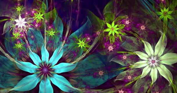 快速变色的抽象现代分形背景 扭曲的相互关联的迷幻空间花朵 其周围装饰图案复杂 色彩艳丽 4096P 25Fps — 图库视频影像