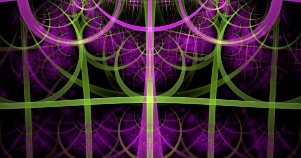 相互接続されたリング アーチ 幾何学模様 4096P 25Fpsの複雑なパターンで作られた高速色変化ループ可能な抽象的な動的フラクタルビデオ — ストック動画