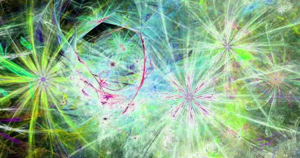 Cor Rápida Mudando Vídeo Fractal Abstrato Com Estrelas Interligadas Flores — Vídeo de Stock