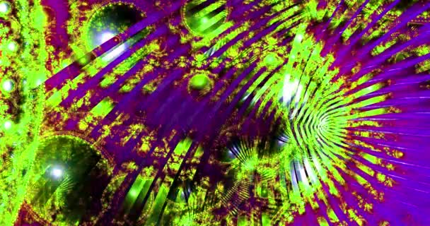 抽象動的ループ可能な色変更フラクタルビデオ現代的な外観から作られた複雑な輝くパターン接続されたリング アーチと暗い鮮やかな色で波 4096P 25Fps — ストック動画