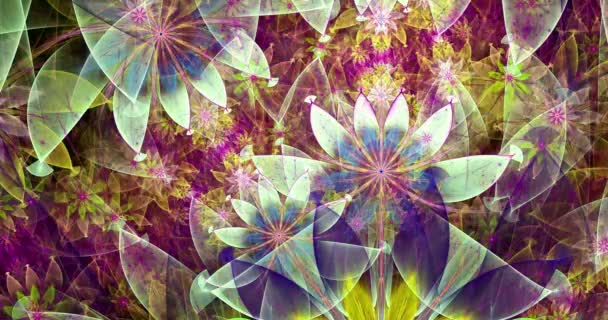 Rapid Color Changing Abstract Fractal Video Interconnected Stars Space Flowers — Stock Video