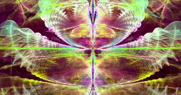 快速变色的抽象分形视频与互联的恒星 空间花卉与复杂的装饰几何图案 并连接他们在明亮生动的颜色 4096P 25Fps — 图库视频影像