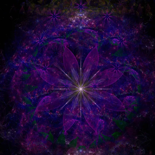 Soyut Fraktal Arkaplan Diğer Yıldızların Çiçeklerin Karmaşık Geometrik Desenlerine Sahip — Stok fotoğraf