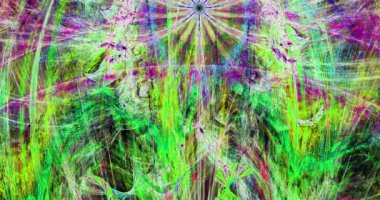 Birbirine bağlı yıldızlarla hızlı renk değiştiren soyut fraktal video, karmaşık dekoratif geometrik desenli uzay çiçekleri onları parlak renklerle çevreleyen ve birleştiren 4k, 4096p, 25fps