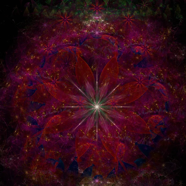 Abstract Fractal Background Large Unique Almost Psychedelic Space Flowers Intricate — Stock Photo, Image