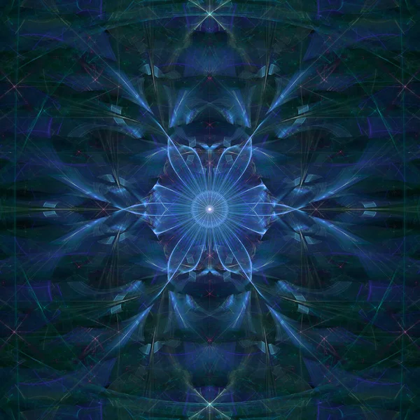 Abstrakter Fraktaler Hintergrund Mit Einem Großen Blumenartigen Stern Mit Komplizierten — Stockfoto