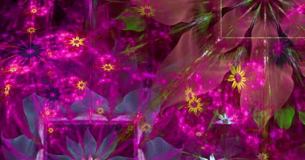 Cor Rápida Mudando Abstrato Moderno Fundo Fractal Com Flores Espaço — Vídeo de Stock