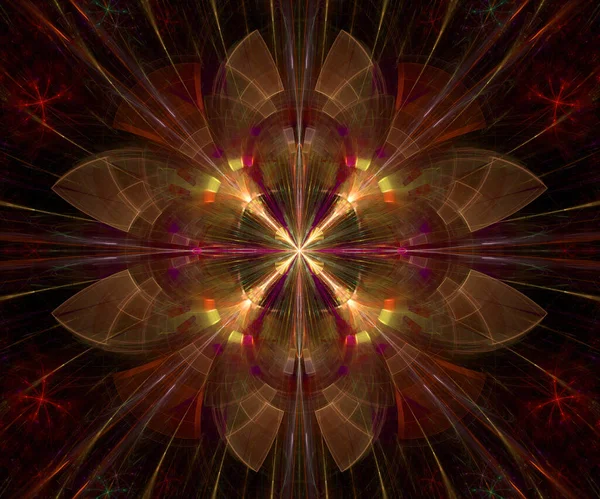 Abstrakter Fraktaler Hintergrund Mit Einem Großen Blumenartigen Stern Mit Komplizierten — Stockfoto