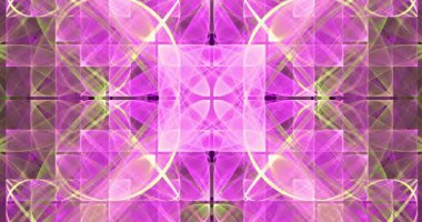 Parlak renklerde birbirine bağlı halkalar, kemerler ve geometrik desenlerin karmaşık desenlerinden oluşan soyut renk değiştirilebilir fraktal arkaplan, 4k, 4096, 25fps