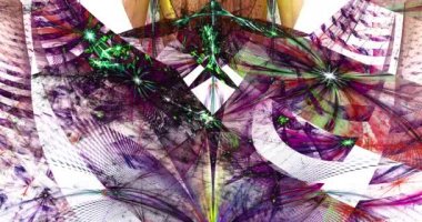 Hızlı renk değiştiren soyut modern fraktal arkaplan. Birbirine bağlı psikedelik uzay çiçekleri. Karmaşık dekoratif desenleri var.