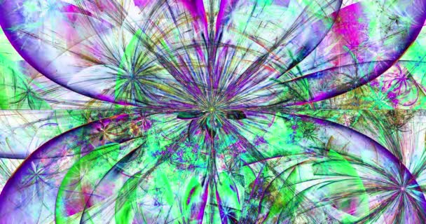 Fondo Fractal Moderno Abstracto Cambiante Color Rápido Con Flores Espaciales — Vídeos de Stock