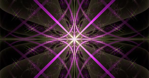 快速变色易碎的抽象分形背景 由一个复杂的大中心恒星组成 其装饰光束 环和矩形瓷砖 色彩艳丽 4096 25Fps — 图库视频影像